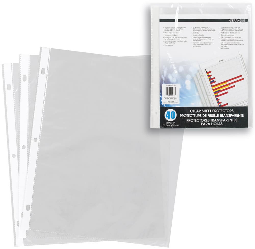 Merangue Plastic Clear 3-hole Sheet Protectors, 40-pk | Canadian Tire