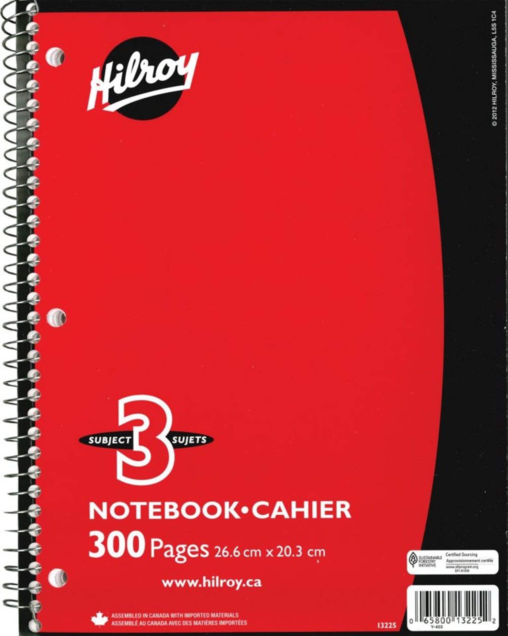 Hilroy Notebook 3-Subject Lined Paper, 300-Pages Front_Flat