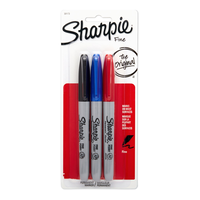 Sharpie Permanent Markers, Fine Point, Assorted Colours, 3 Count