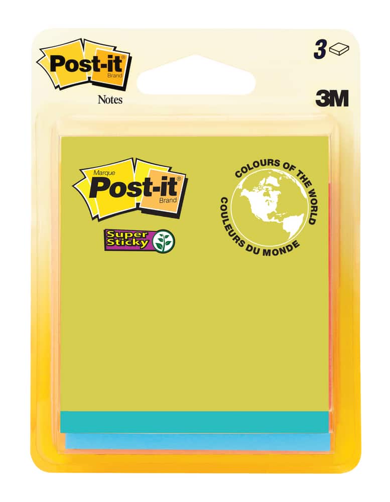 konkurrence Permanent klinge 3M Post-it® Super Sticky, Unlined, Colours of the World Collection, Sticky  Notes 3-pk | Canadian Tire