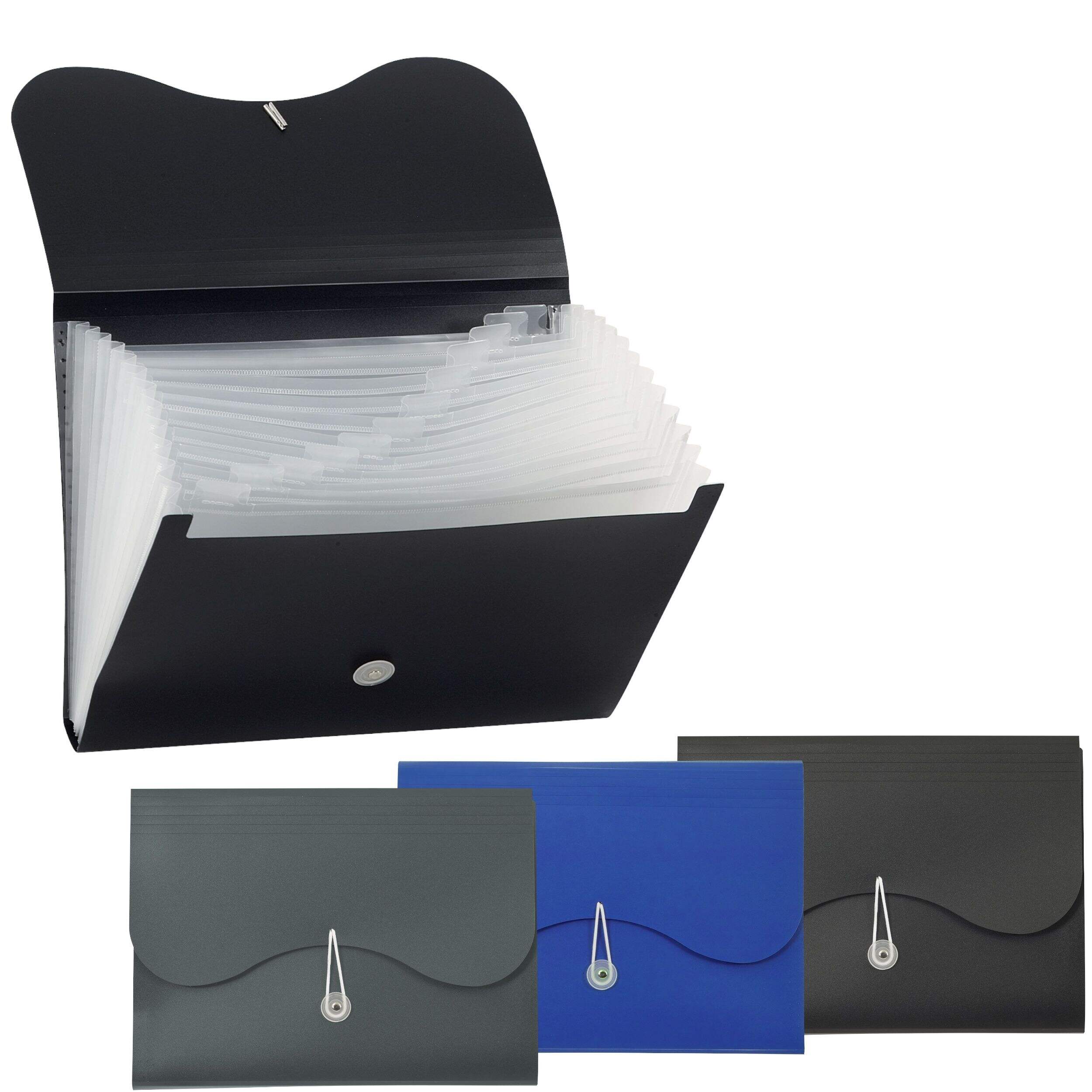 Merangue Poly Expandable Letter Sized File Folder, 13 Pockets with Raised File Tabs Front_Three_Fourths_Angled_Right