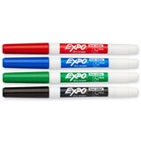 Expo Low Odour Dry Erase Markers, Fine Tip, Assorted Colours, 4 Count Front_Flat