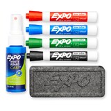 Expo Chisel Tip Low Odour Assorted Dry Erase Marker Starter Kit, 4-pk, Eraser, & Spray Composite_or_Mixed