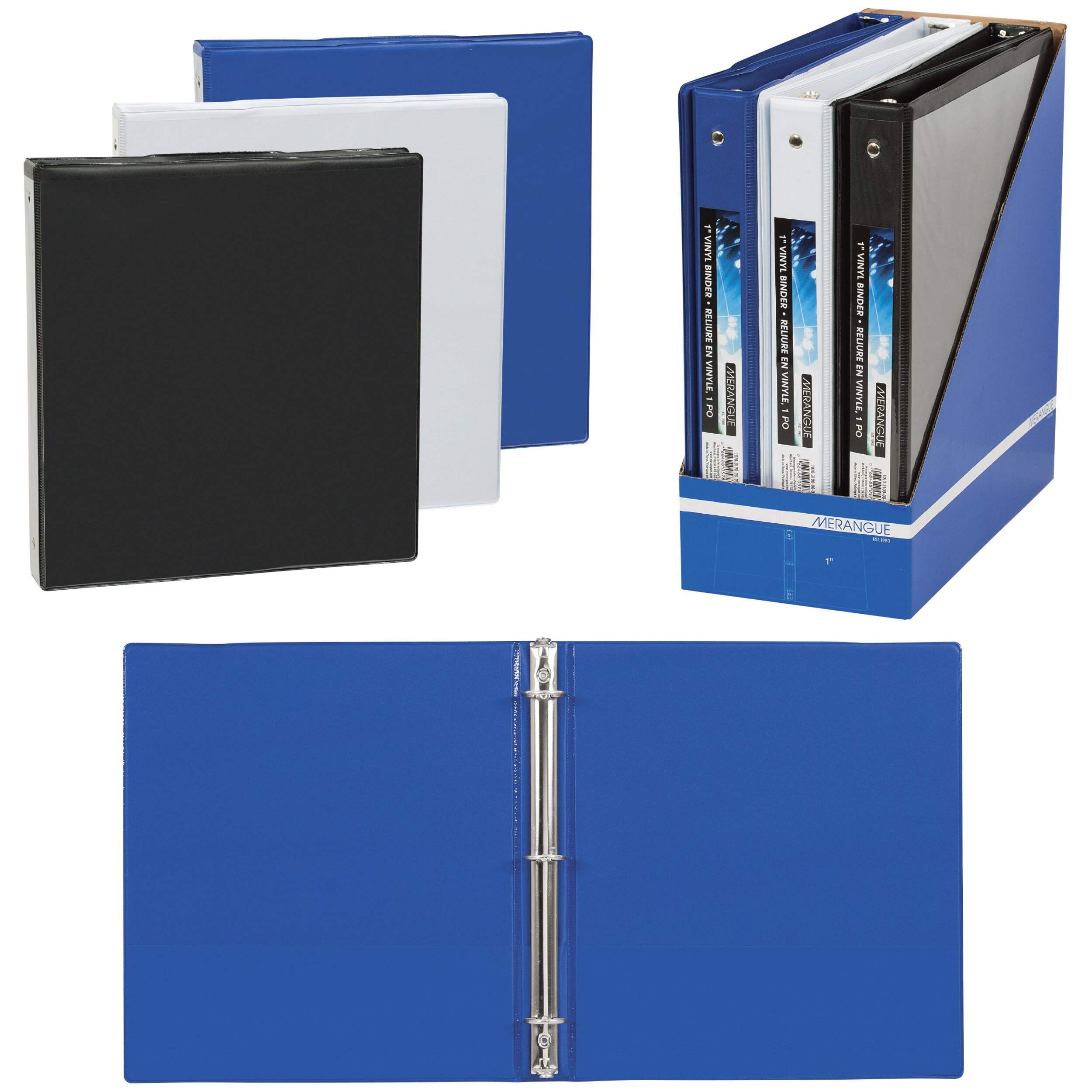 Merangue Vinyl View 3-Ring Binder, 1", Assorted Colours Composite_or_Mixed