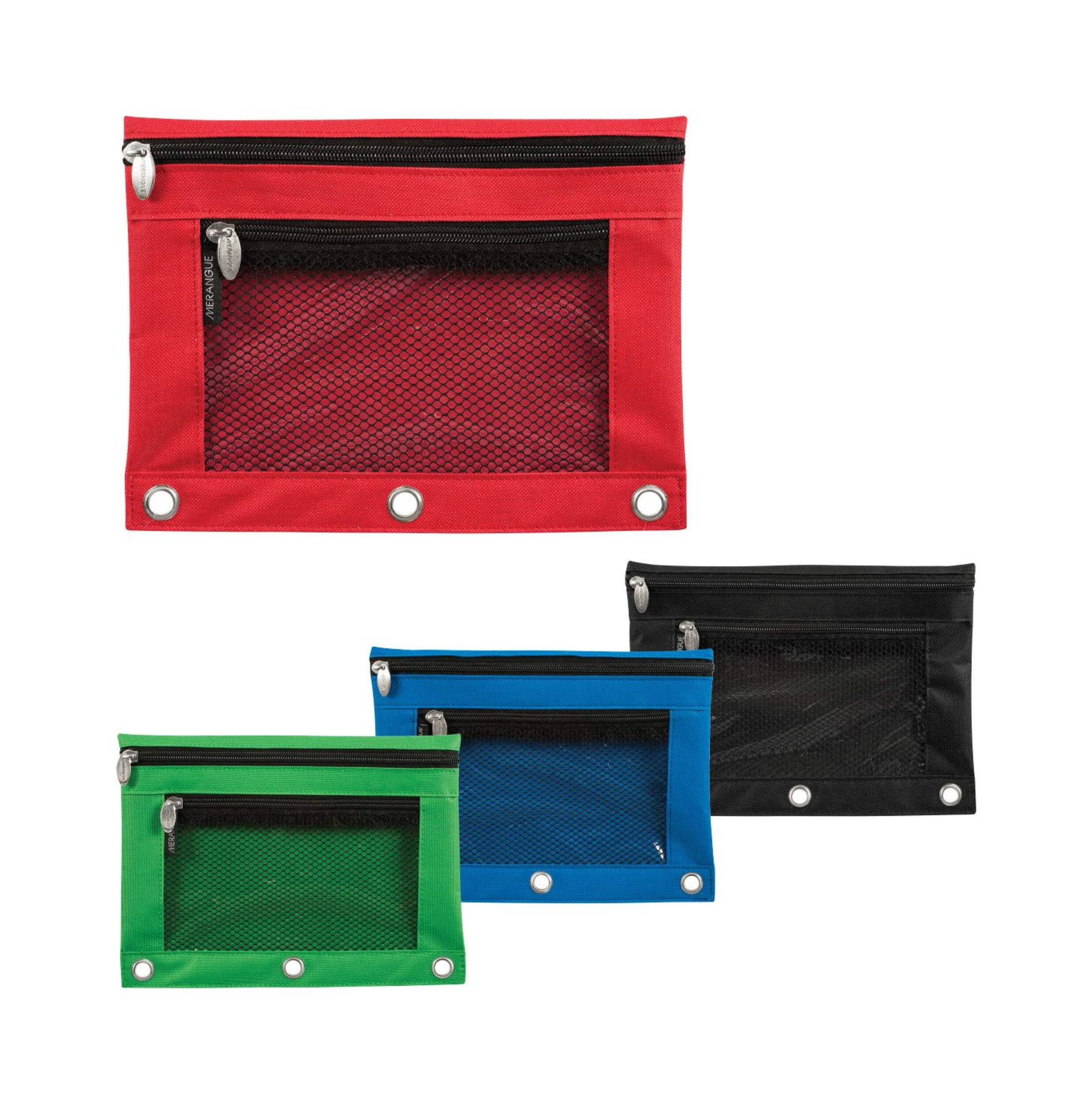 Merangue 3-Ring Binder Pouch with Exterior Mesh Pocket, Assorted Colours Front_Flat