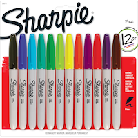 Sharpie Fine Point Quick-Dry Permanent Rainbow Set Markers, 12-pk Front_Flat