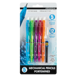 Merangue Side Click 0.7mm Mechanical Pencils, with Eraser and Lead Refills, 5 Pack Front_Flat
