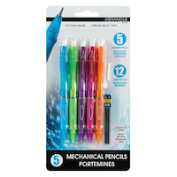 Merangue Side Click 0.7mm Mechanical Pencils, with Eraser and Lead Refills, 5 Pack Front_Flat