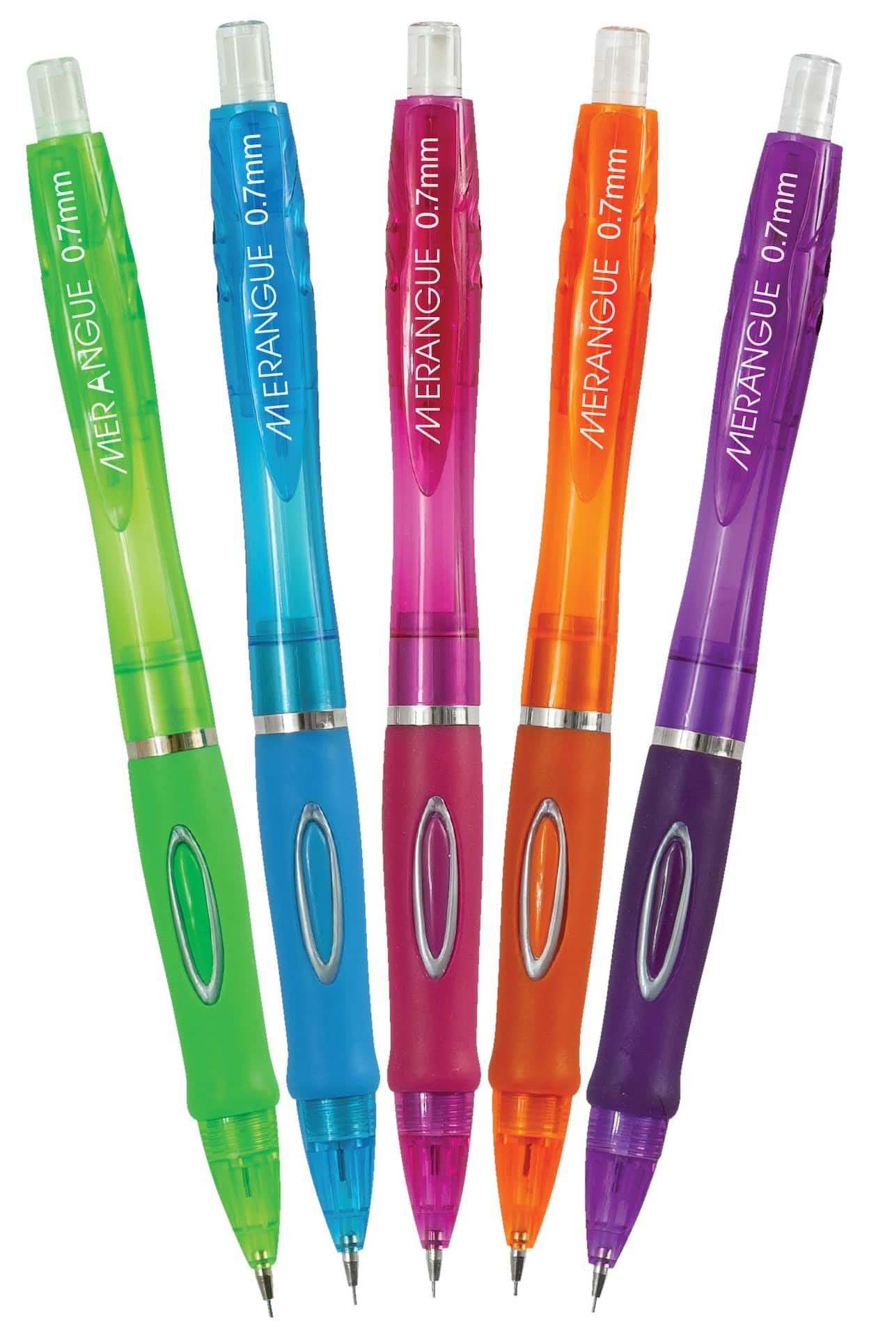 Merangue Side Click 0.7mm Mechanical Pencils, with Eraser and Lead Refills,  5 Pack