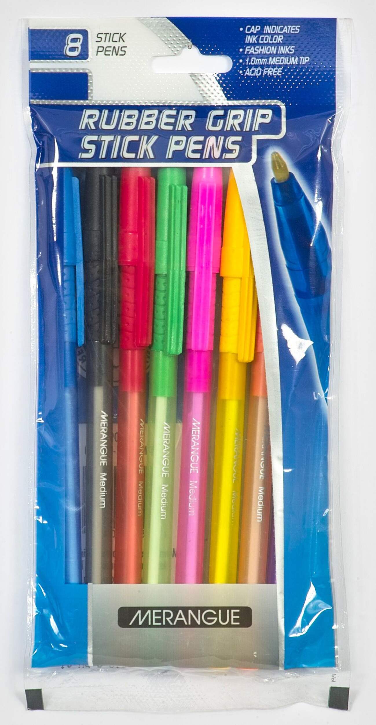 Rubber Grip Fashion Ink, Assorted, 8-pk Front_Flat