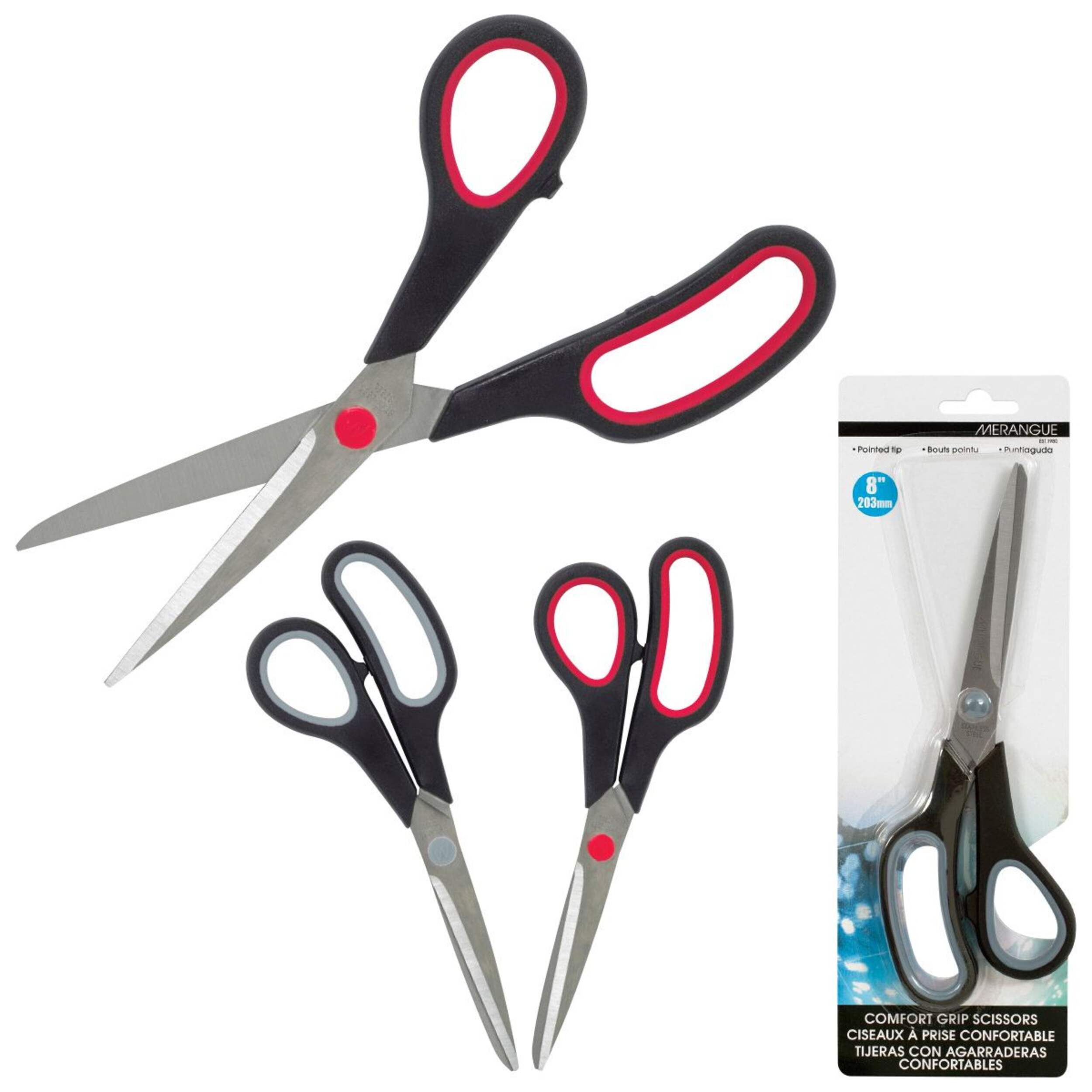 Merangue 8-Inch Comfort Grip Scissors, Assorted Colours Composite_or_Mixed