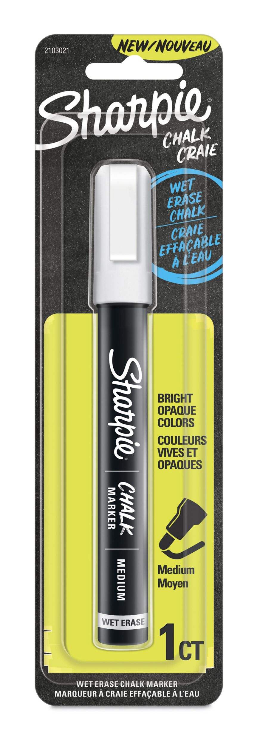 Sharpie Chalk Marker, Wet Erase Marker, Medium Tip, White, 1 Count Front_Flat