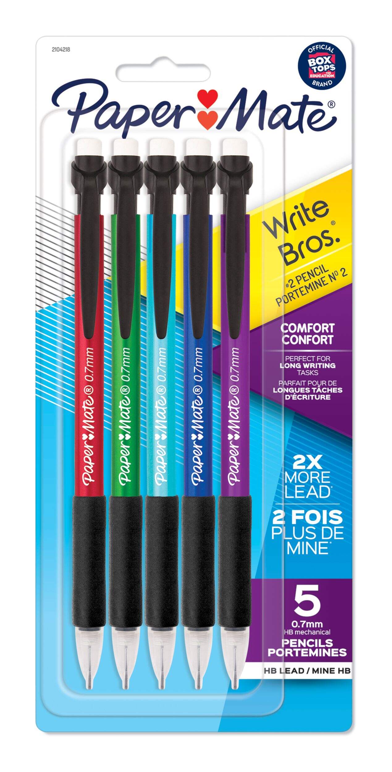 Paper Mate Write Bros Comfort 0.7mm Mechanical Pencils, 5-pk Front_Flat