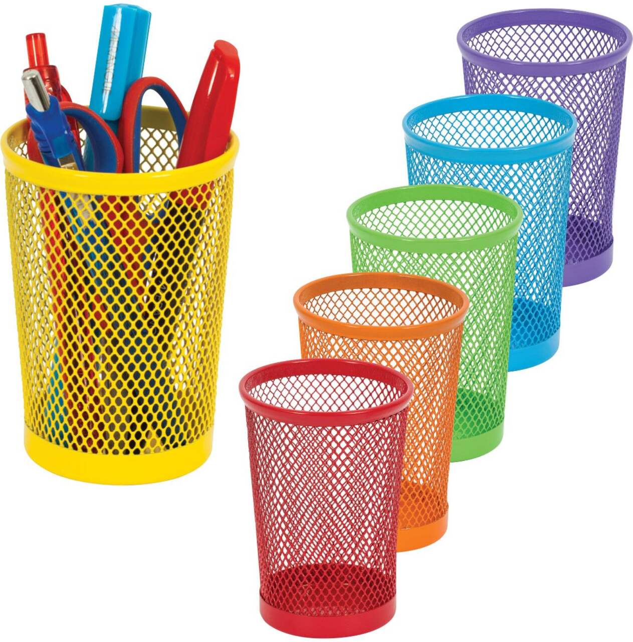 Merangue Mesh Metal Pencil Cup, Assorted Colours