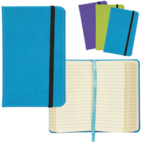 Merangue Notebook with Bungee Strap, 3-½ X 5-¼”, 96 Sheets, Assorted Colours