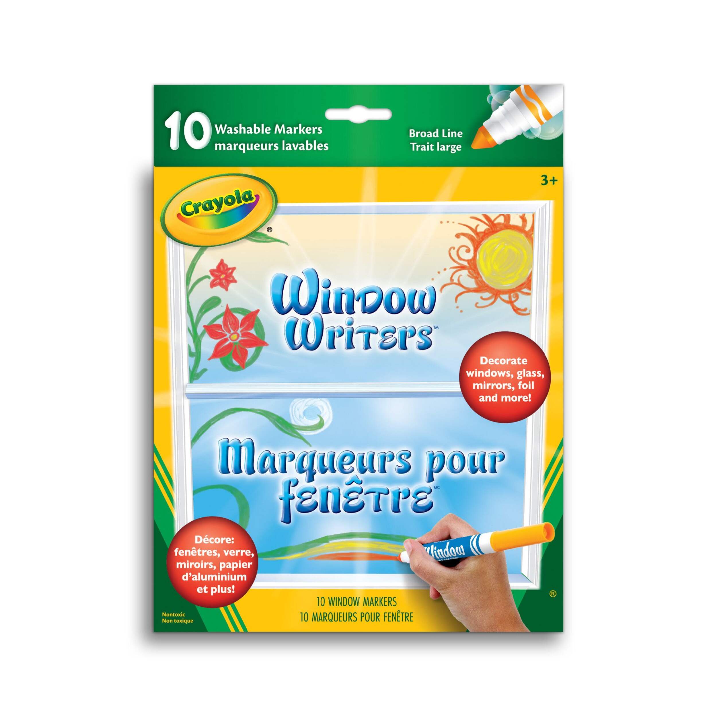 Crayola Washable Window Writers Markers, 10-ct Front_Flat