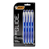 BIC Glide Medium Point Retractable Blue Ink Ballpoint Pens, 4-ct Front_Flat