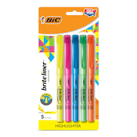 BIC Brite Liner Chisel Tip Highlighters, Assorted, 5-ct Front_Flat