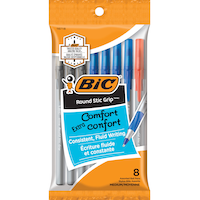 BIC Round Stic Grip Medium Point Stick Pens, Assorted, 8-ct Front_Flat