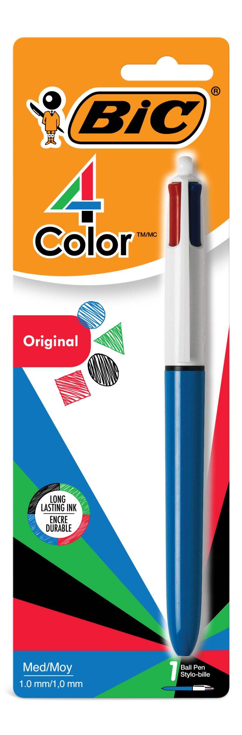BIC 4-Colour Medium Point Retractable Pen, Assorted, 1-ct Front_Flat