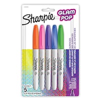 Sharpie Fine Color Glam Pop Assorted Permanent Markers, 5-ct Front_Flat