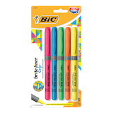 BIC Brite Liner Grip Highlighter with Chisel Point, Assorted Colours, 5-ct Front_Flat