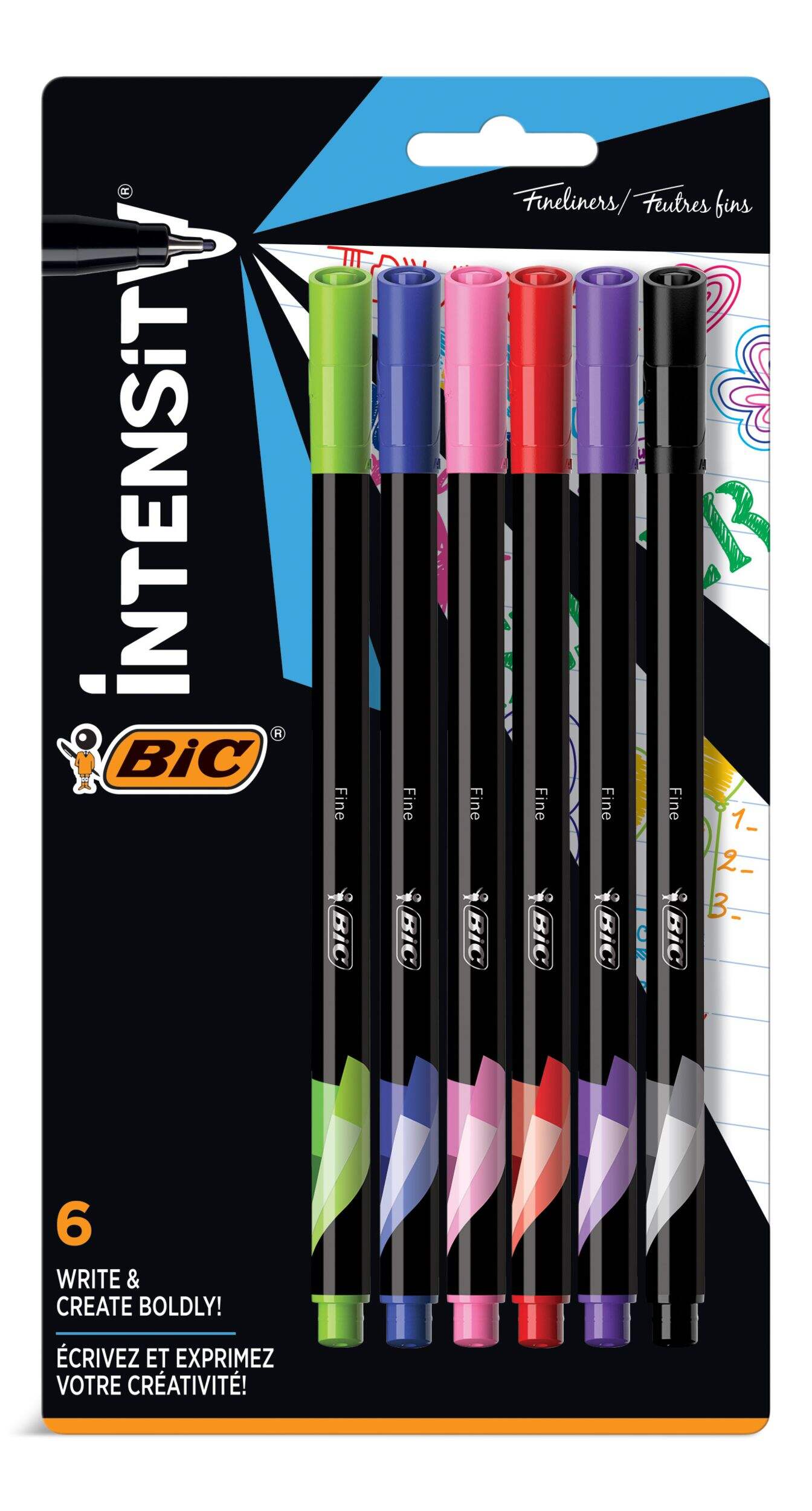 BIC Intensity Fine Point Markers with Fineliner 0.4 mm, 6-ct Front_Flat