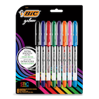 BIC Gel-ocity Smooth Stic Gel Pens Fine Point 0.5 mm, Assorted Ink, 8-ct Front_Flat