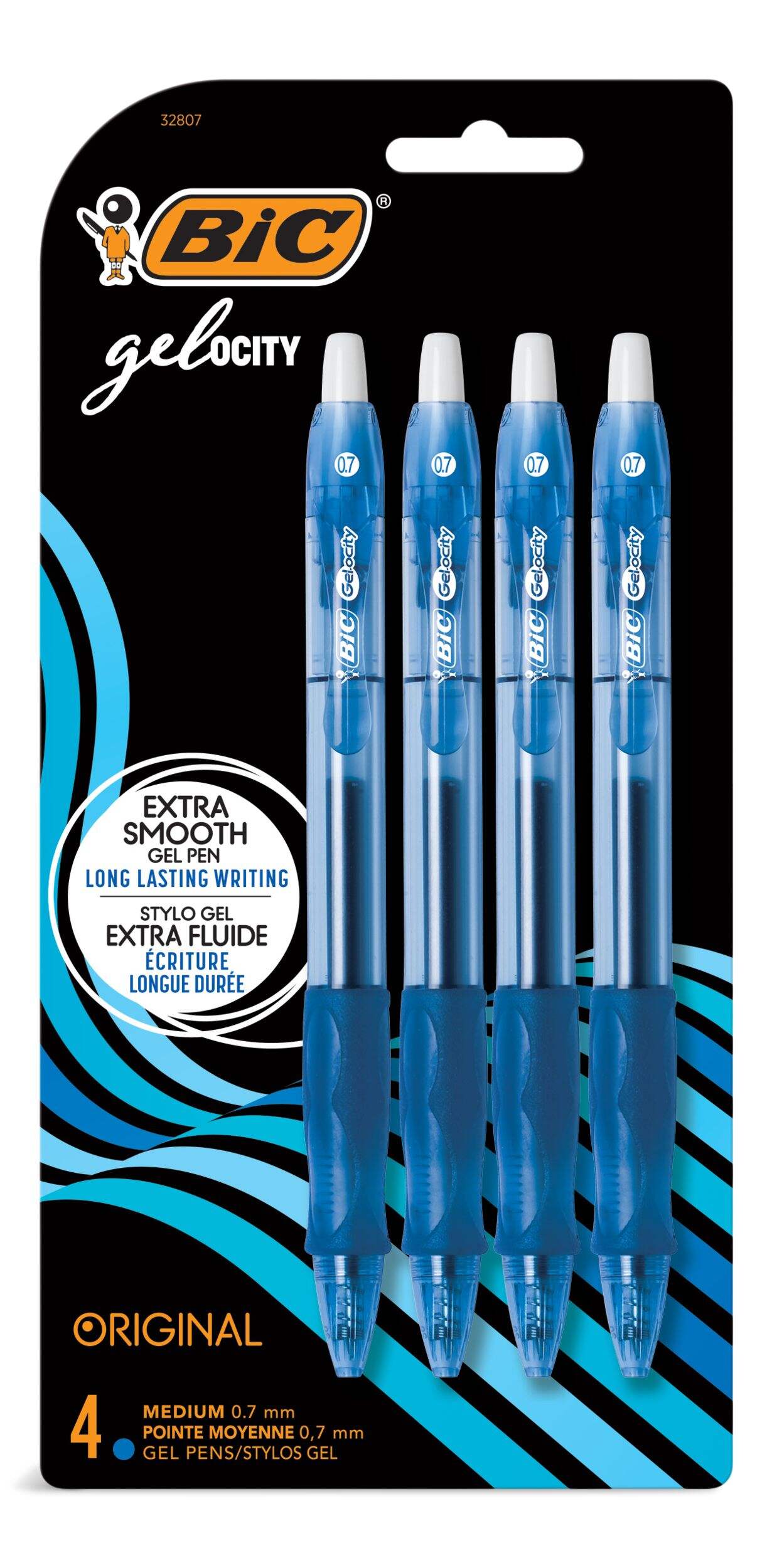 BIC Gelocity Original 0.7mm Medium Point Gel Pens, 4-ct Front_Flat