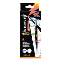 BIC Intensity Fineliner Marker Pen, Assorted, 6-pk Front_Flat