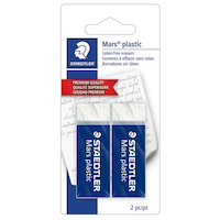 Staedtler Mars Vinyl Latex-Free Plastic Erasers, White, 2-pk
