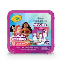 Mallette artistique Crayola Princesses Disney, trousse de bricolage pour enfants, 79 pièces, 5 ans et plus Front_Flat