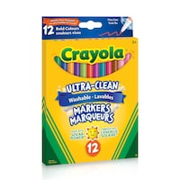 Crayola Ultra-Clean Washable Fine Tip Markers for Drawing/Colouring, Multi-Colour, 12-pk, Ages 3+