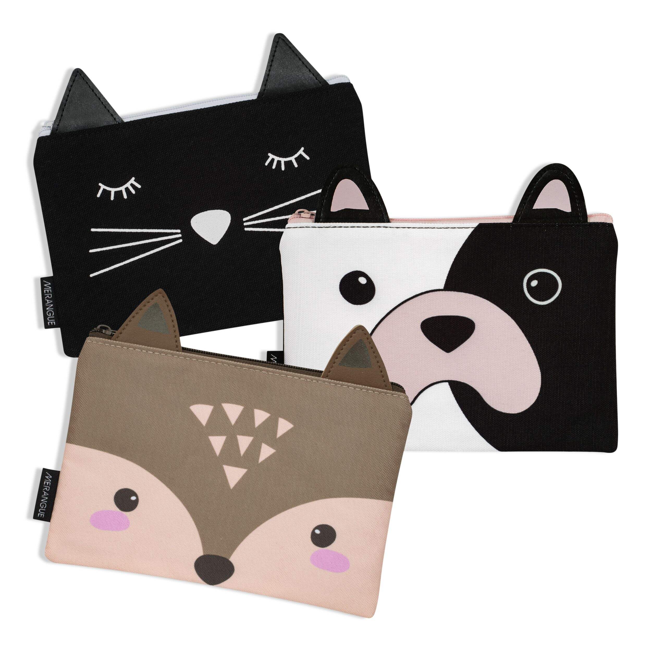 Dog, Cat or Fox Canvas Pouch, Assorted Colours & Styles Front_Flat