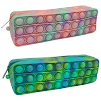 Fidget Stylish & Colourful Pencil Cases, Pink/Green Front_Angled_Right