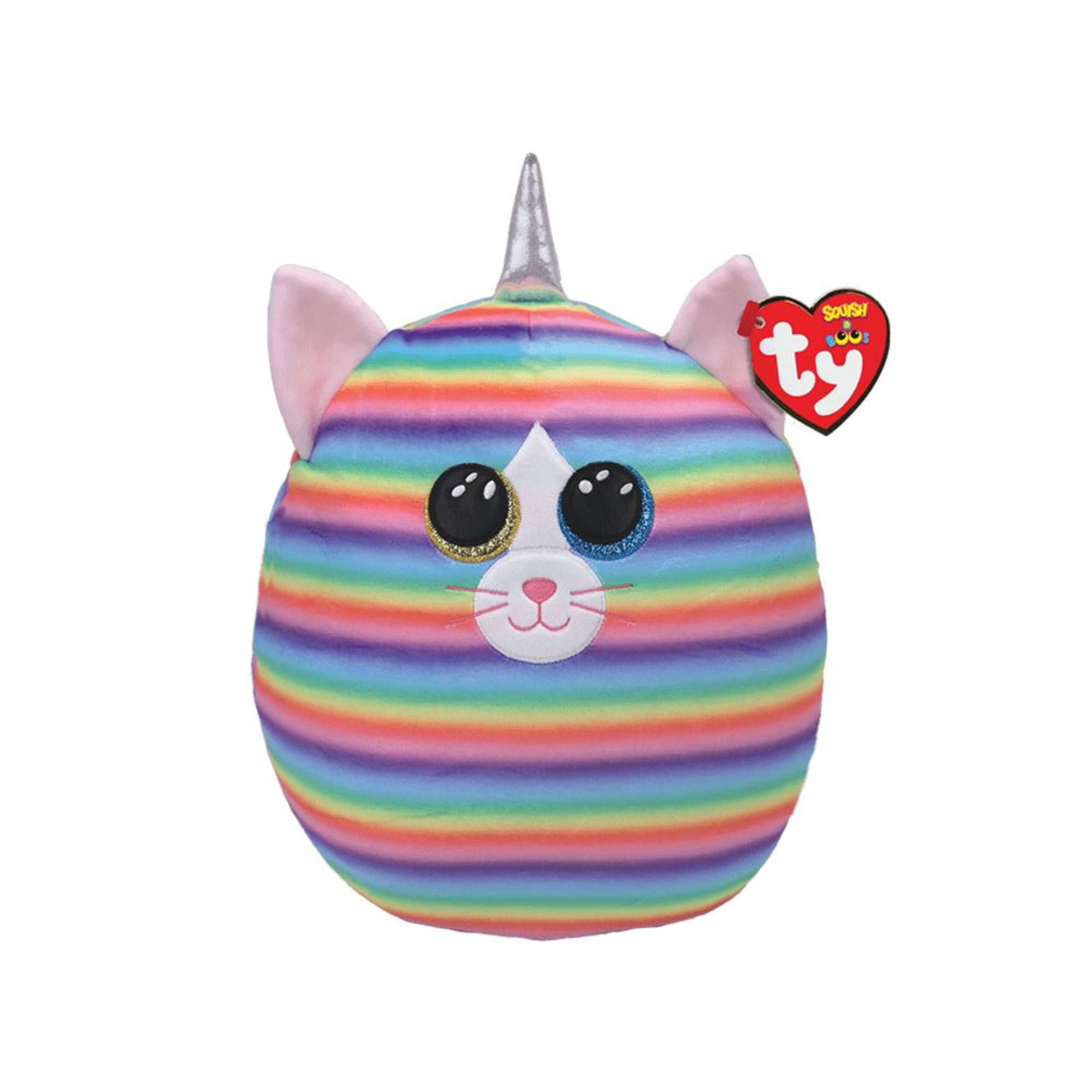 Ty Squish A Boos® Colourful Cozy Squishy Plush Pillow Animal Toy, Heather the Rainbow Cat, 10-in, Ages 3+ Front_Elevated