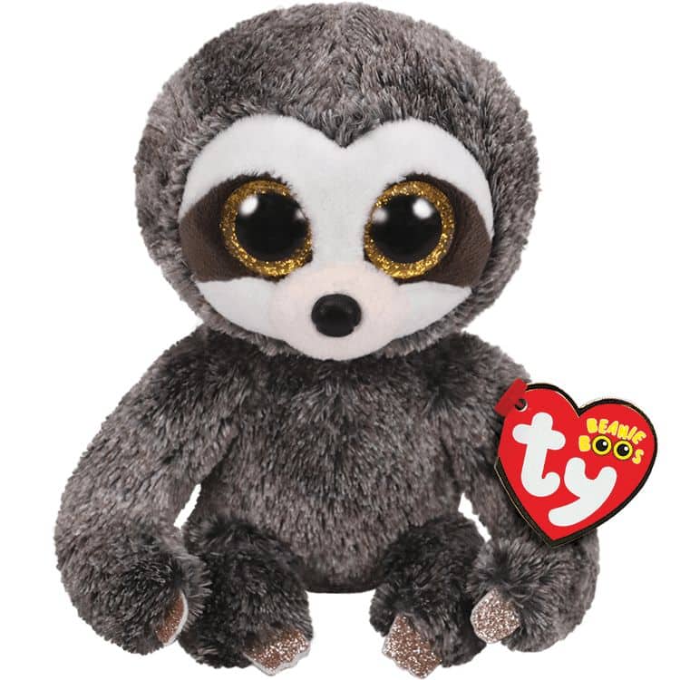 Ty Beanie Boos® Regular Recognizable Character Plush Animal Stuffed Toy,  Dangler the Two Tone Grey Sloth, Ages 3+