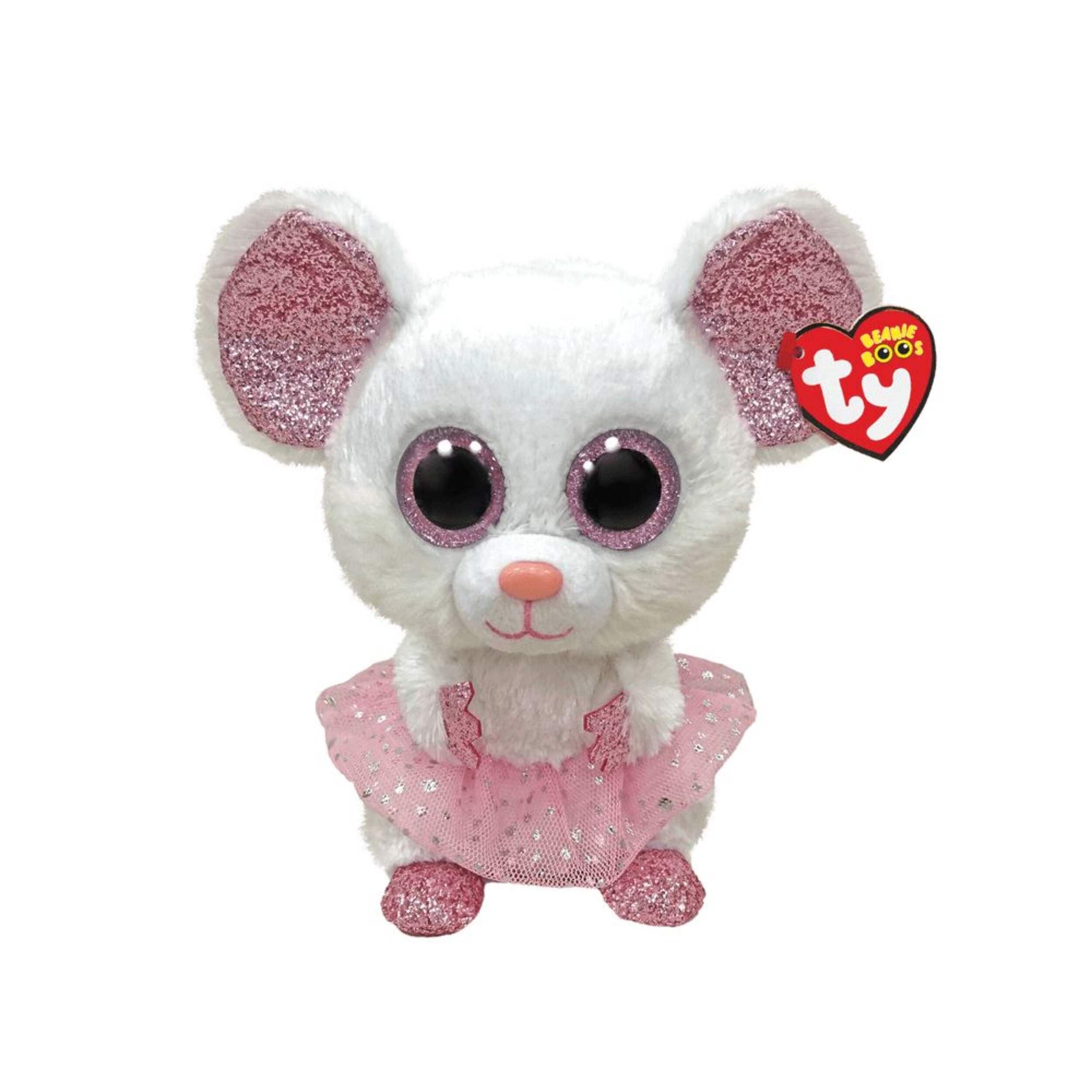 Animal en peluche familier Ty Beanie Boos, Nina la souris ballerine blanche, 3 ans et plus Front_Elevated