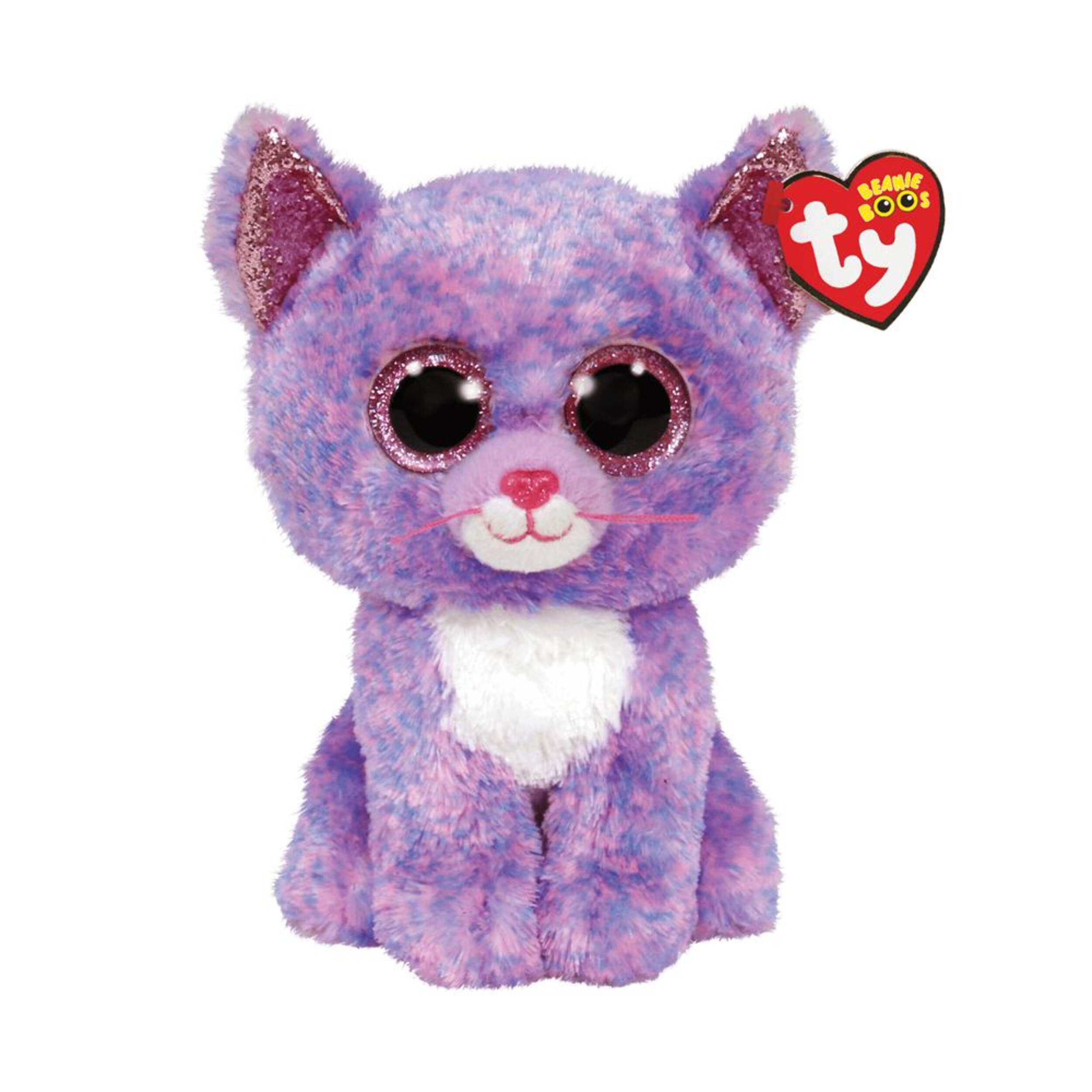 Animal en peluche familier Ty Beanie Boos, Cassidy le chat couleur lavande, 3 ans et plus Front_Elevated
