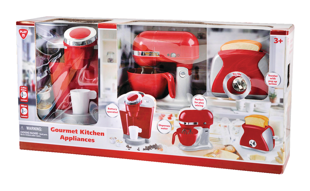 Toaster Mixer Playgo WHITE Gourmet Kitchen Appliances 3 pc set Coffee Maker 