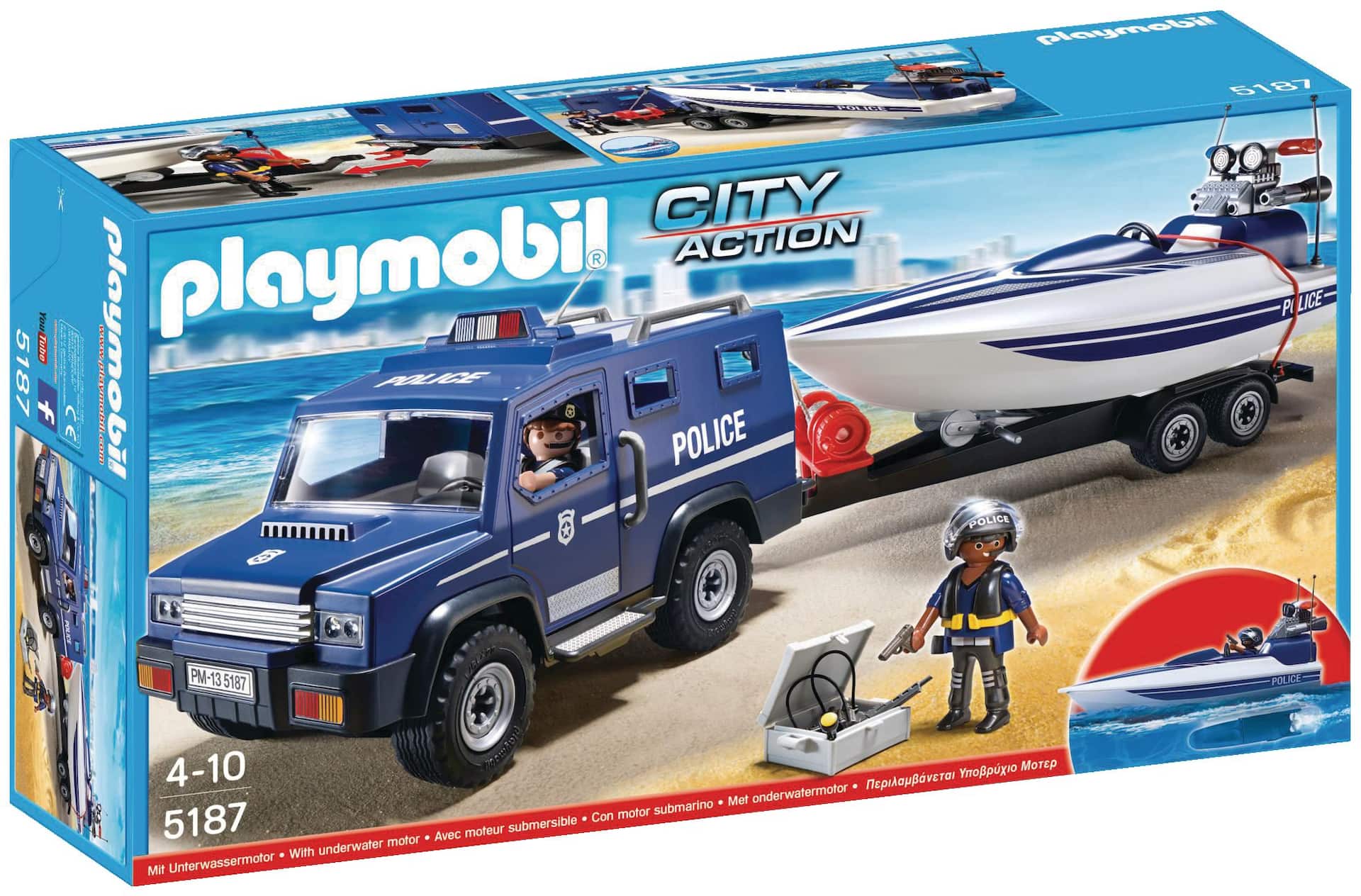 Camion de police avec bateau à moteur Playmobil City (5187), 4 à