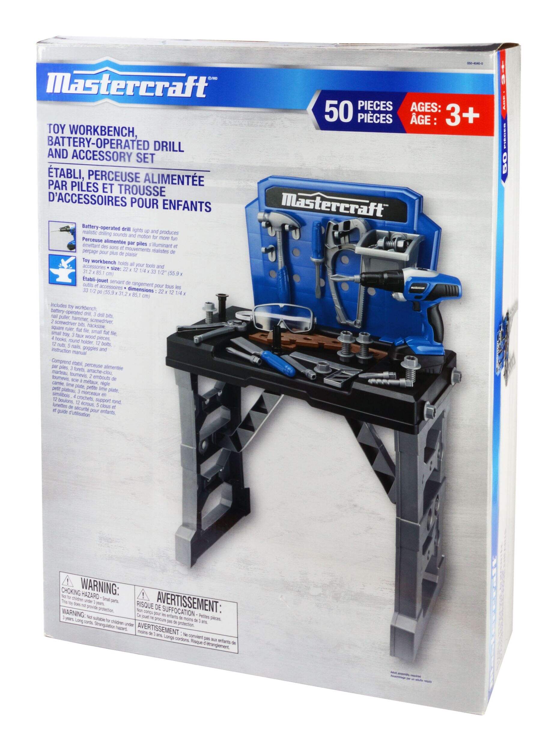 Mastercraft Deluxe Toy Tool & Work Bench w/Battery Operated Drill For