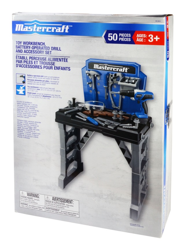 Mastercraft Deluxe Toy Tool & Work Bench w/Battery Operated Drill For