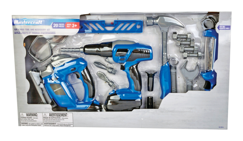 Mastercraft Deluxe Power Tools Toy Set For Kids 20 pc, Ages 3