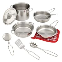 MASTER Chef Toy Kitchen Stainless Steel Cookware Set For Kids, 10 pc, Ages 3+