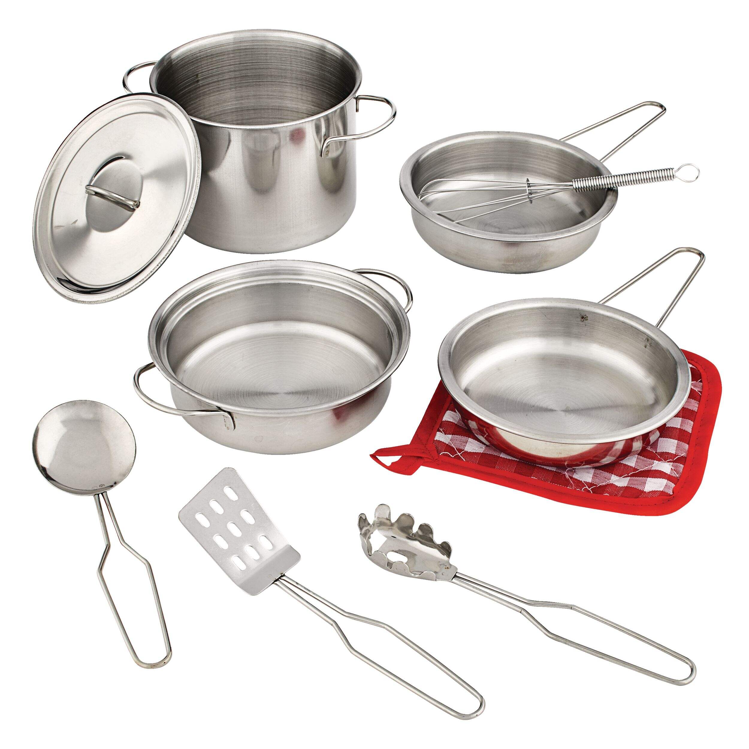MASTER Chef Toy Kitchen Stainless Steel Cookware Set For Kids, 10 pc, Ages 3+ Composite_or_Mixed