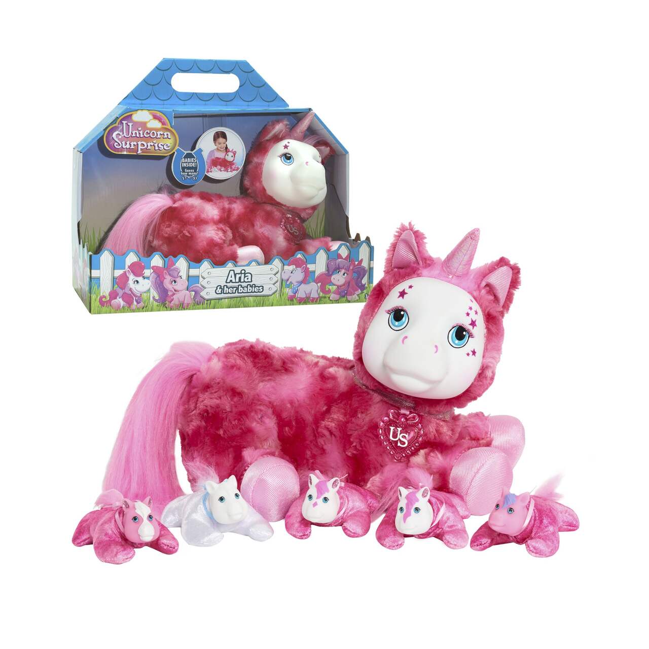 Zooey Unicorn Surprise, Aria & Her Babies, Soft Plush Stuffed Animal Toy  For Kids Ages 3+