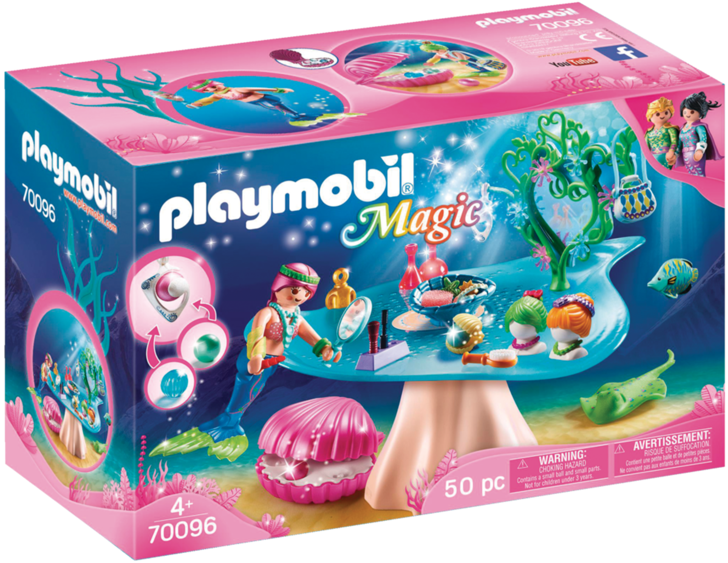 Playmobil Magic Mermaid Beauty Salon w/Jewel Case Playset For Kids, 50 pc, Ages 4+ Front_Angled_Right