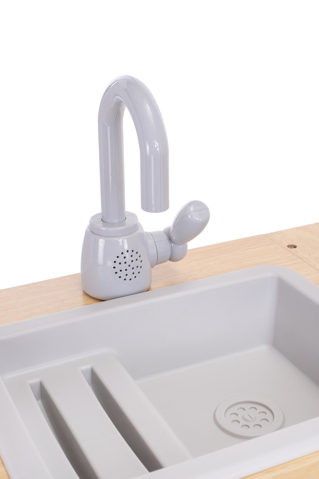 Deluxe Wooden Electronic Play Kitchen With Stainless Steel Accessories