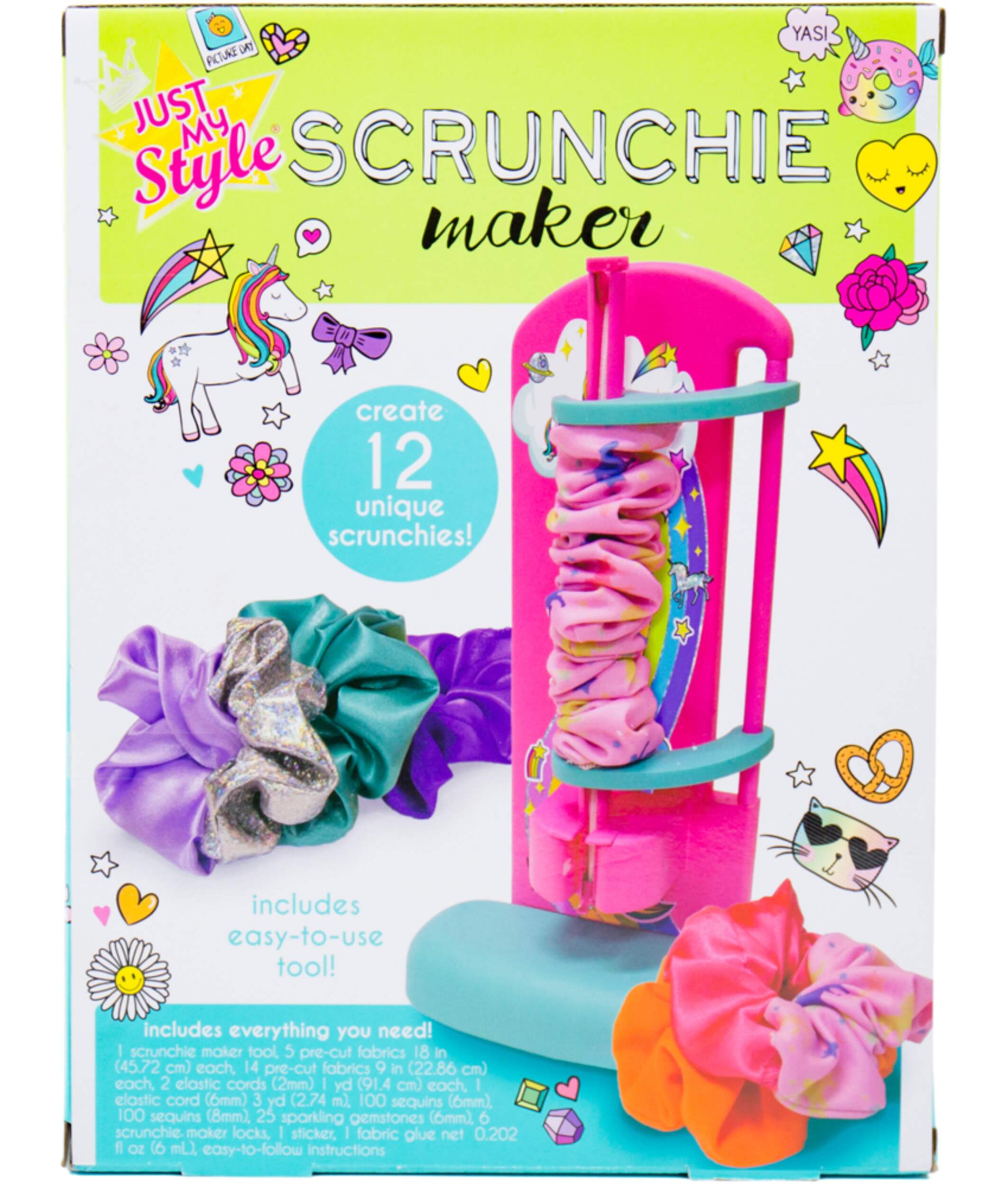 Just My Style DIY Scrunchie Maker Kit w/Easy-To-Use Tool For Kids, Ages 6+ Front_Flat